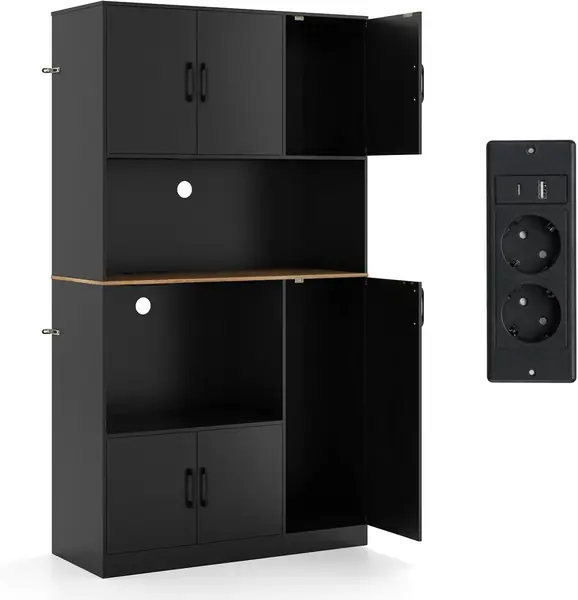 180 cm Hochschrank mit Steckdose, Küchenschrank mit Türen…