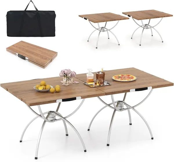 2 in 1 Campingtisch ausziehbar, Klapptisch Anschließbarer…