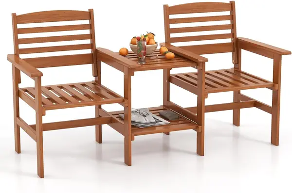 2-Sitzer Gartenbank Massivholz, Sitzbank mit…