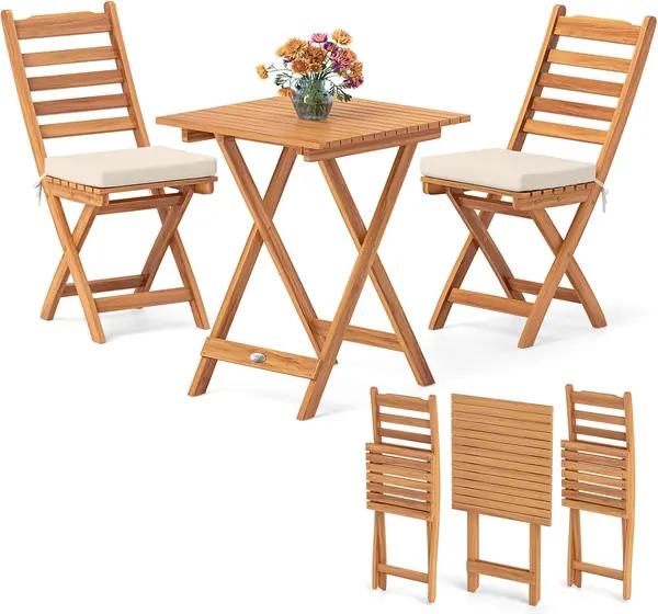 3 TLG. Balkonset klappbar, Gartenmöbel-Set aus…