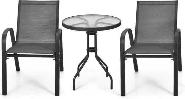 3 TLG. Bistro Set, Gartenmöbel Set inkl. Gartentisch mit…