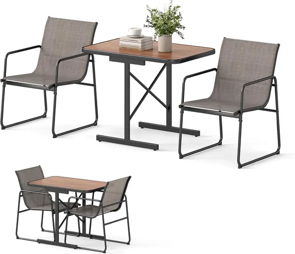 3-TLG. Gartenmöbel Set, Balkonset mit 1 Esstisch und 2…