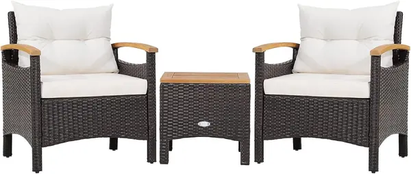 3-TLG. Gartenmöbel Set, Terrassenmöbel aus Rattan &…