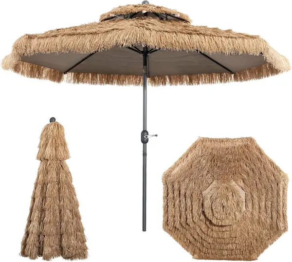 3m Hawaii Sonnenschirm, Bastschirm knickbar, Strohschirm…