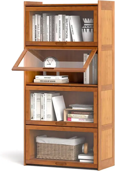 4 Ebenen Bücherregal mit aufklappbaren Acryltüren…