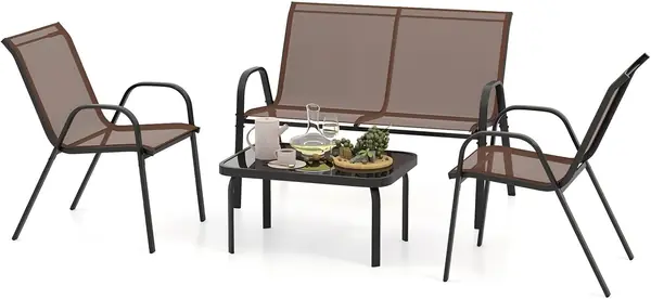 4-teilige Balkon Set, Gartenmöbel Set für 4 Personen…