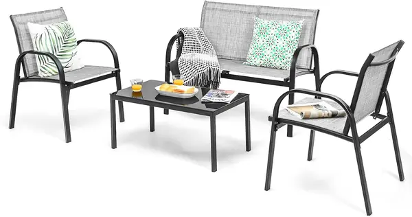 4-teilige Gartenmöbel Set, Balkon Set für 4 Personen…