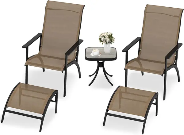 5-teiliges Gartenmöbel Set, Balkonset mit 1 Tisch, 2…