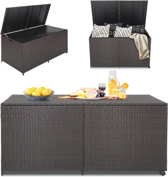 Aufbewahrungsbox outdoor rollbar, Poly Rattan Gartenbox…