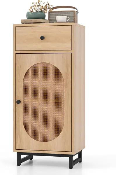 Badezimmerschrank mit Rattangeflecht Tür, Badschrank…