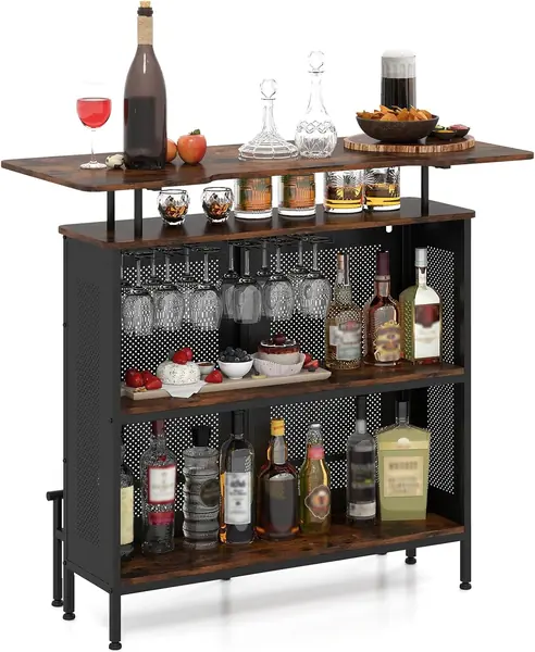 Bartisch mit 2 Fächern & Fußstütze, Esstisch 120 x 50 x…