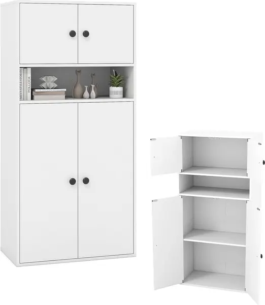 Bücherregal mit 3 Ebenen, Bücherschrank mit 2 Schränken…