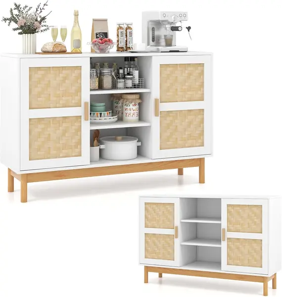 Buffet Sideboard mit gewebten Türen aus Bambus…