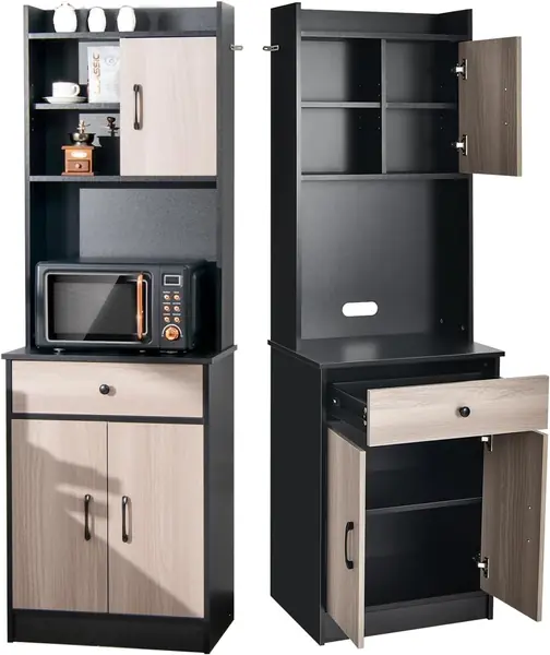 Buffetschrank Hochschrank Holz, Aufbewahrungsschrank mit…