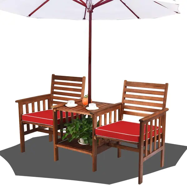 Gartenbank Akazienholz mit Schirmloch & Tsich, Sitzbank…