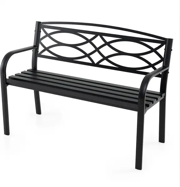 Gartenbank aus Metall, 2-Sitzer Sitzbank mit Armlehnen…