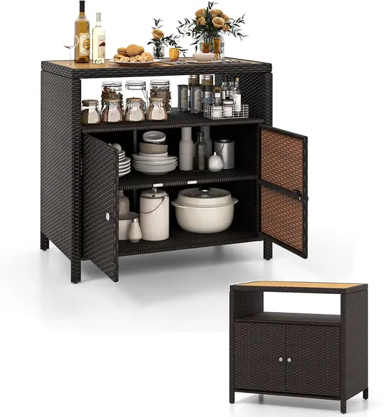 Gartenschrank aus Rattan, Aufbewahrungsschrank Sideboard…
