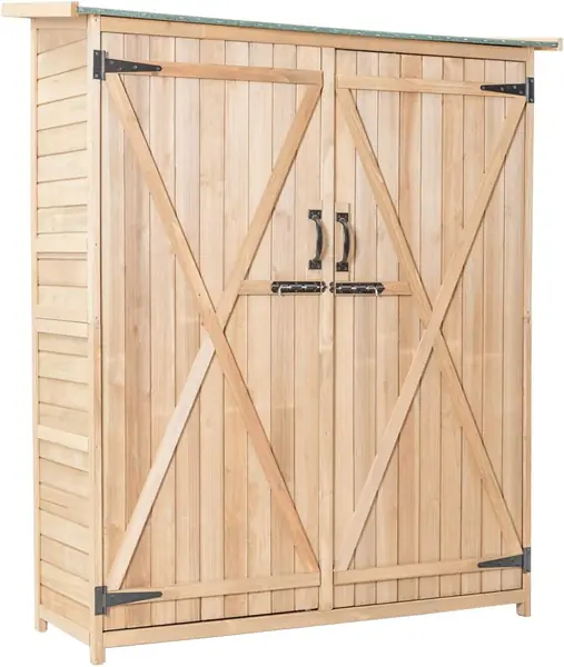Gartenschrank Holz 140x50x162cm, Geräteschuppen Outdoor…