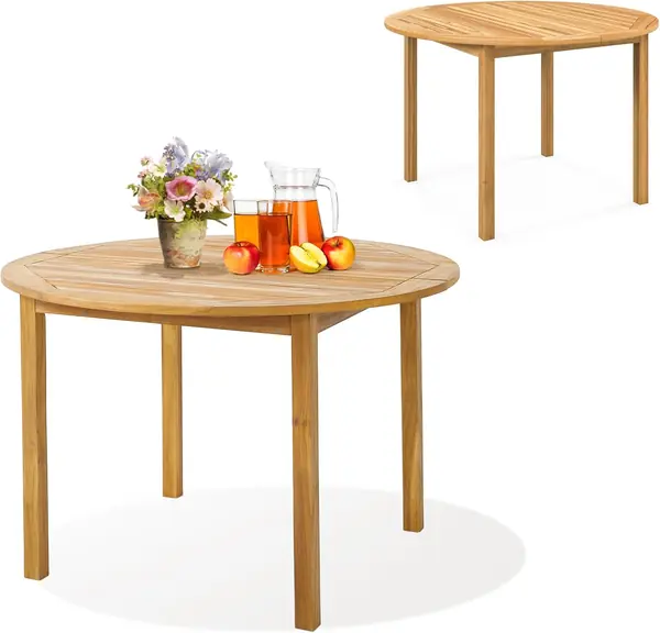 Gartentisch aus Akazienholz, Esstisch Ø 110 cm für 4…