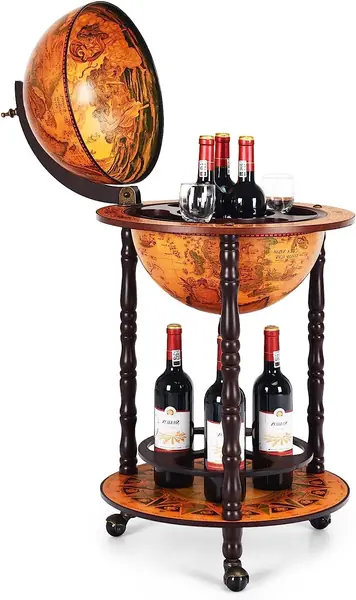 Globus Bar Barwagen, Minibar mit Rollen, Weinregal mit…