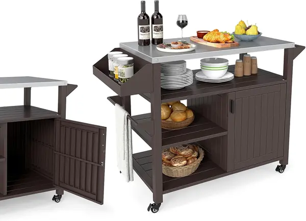 Grillwagen mit 3 Etagen, Servierwagen mit…