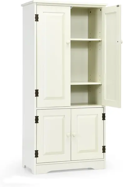Hochschrank mit Doppeltür & Ablagen, Mehrzweckschrank…