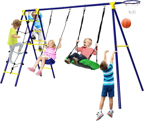 Kinderschaukel Set, 5 in 1 Spielgerüst mit 2 Schaukeln…
