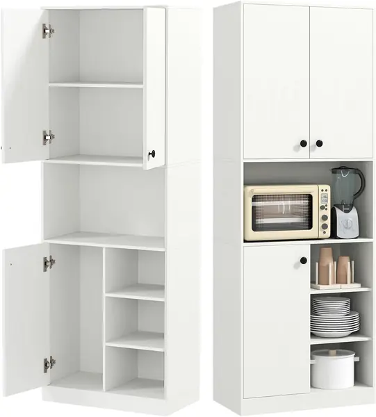 Küchenschrank 166 cm hoch, Hochschrank mit 3 Türen, 2…