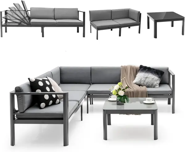 Lounge Set für 5-6 Personen, Gartenmöbel Set mit…