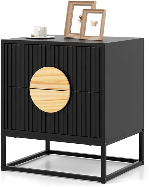 Nachttisch mit 2 Schubladen, Nachtschrank mit Griffe aus…