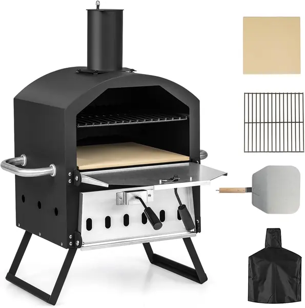 Pizza Offen Outdoor, Pizzaofen 600°C, Tragbarer Holzofen…