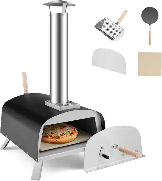 Pizzaofen Outdoor, tragbarer Holzofen mit Pizzastein…