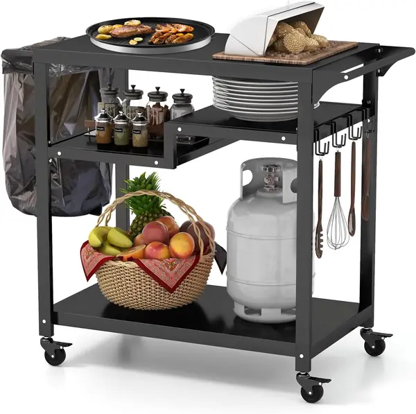 Servierwagen Grillwagen Metall, Garten Rollwagen mit…