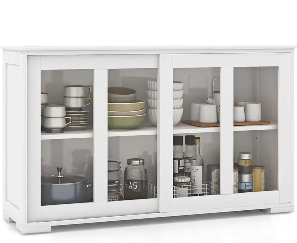 Sideboard Beistellschrank, Küche Kommode mit Glas…