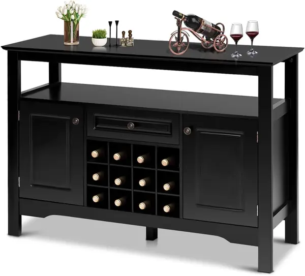 Sideboard Küchenschrank mit Weinflaschen, Buffetschrank…