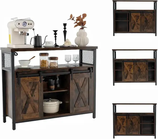 Sideboard mit Schiebetüren, Küchenschrank Kommode mit 3…