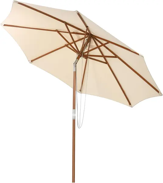 Sonnenschirm knickbar, Gartenschirm 270/300cm aus Holz…